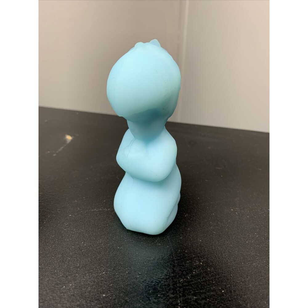 fenton art glass blue satin vintage praying child figurine boy children